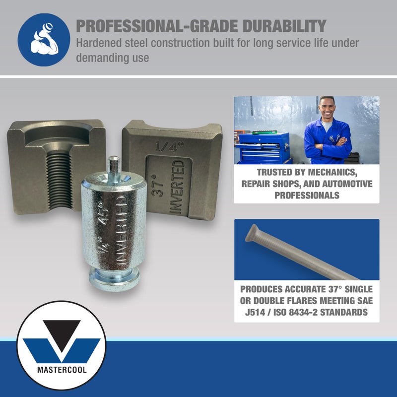 Mastercool 71098 37Â° Flaring & Double Flaring Adapter Set â€“ Hydraulic Tool Compatible â€“ For Automotive, Racing, Hydraulic & HVAC Applications (3/16â€ to 1/2â€) - Image 4